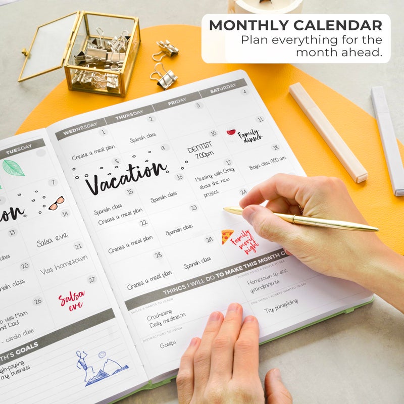 Clever Fox Planner PRO â€“ Weekly & Monthly Life Planner to Increase Productivity, Time Management and Hit Your Goals, 8.5x11â€³ (Lime Green) - Image 5